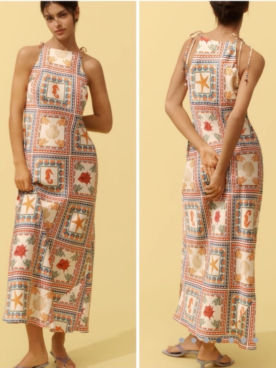 Anthropologie Dresses & Skirts - Anthropologie Cream Seashell tie neck column maxi dress